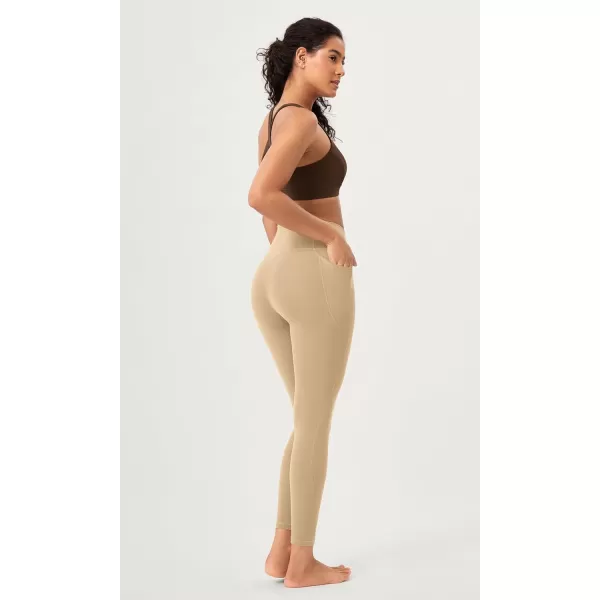 ODODOS 2 Pack Buttery Soft Cross Waist Leggings with Pockets for Women ODCLOUD 25quot  28quot Crossover Lounge Yoga PantsBlackbeige