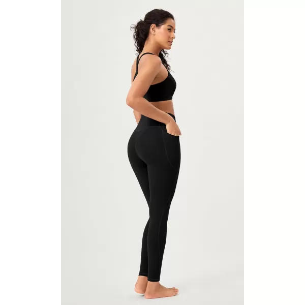 ODODOS 2 Pack Buttery Soft Cross Waist Leggings with Pockets for Women ODCLOUD 25quot  28quot Crossover Lounge Yoga PantsBlackblack