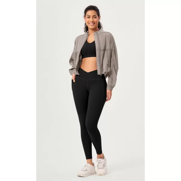 ODODOS 2 Pack Buttery Soft Cross Waist Leggings with Pockets for Women ODCLOUD 25quot  28quot Crossover Lounge Yoga PantsBlackblack