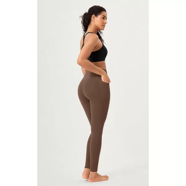 ODODOS 2 Pack Buttery Soft Cross Waist Leggings with Pockets for Women ODCLOUD 25quot  28quot Crossover Lounge Yoga PantsBlackbrunette