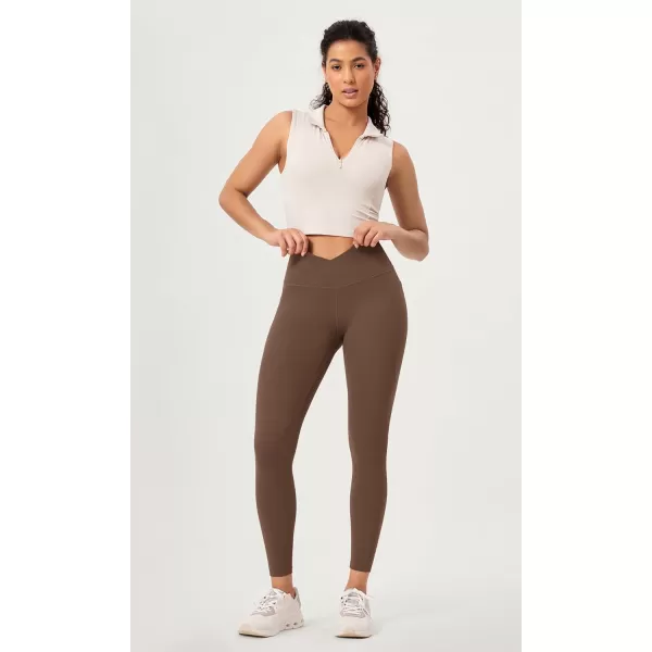 ODODOS 2 Pack Buttery Soft Cross Waist Leggings with Pockets for Women ODCLOUD 25quot  28quot Crossover Lounge Yoga PantsBlackbrunette