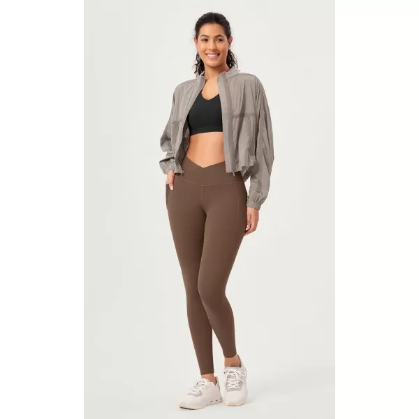 ODODOS 2 Pack Buttery Soft Cross Waist Leggings with Pockets for Women ODCLOUD 25quot  28quot Crossover Lounge Yoga PantsBlackbrunette
