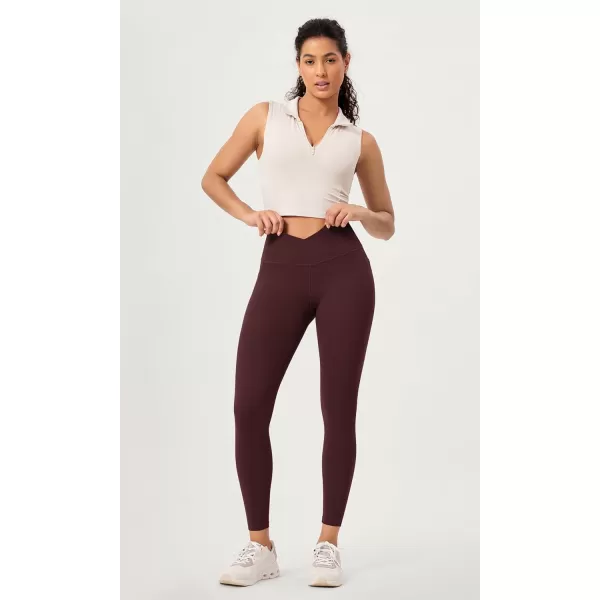 ODODOS 2 Pack Buttery Soft Cross Waist Leggings with Pockets for Women ODCLOUD 25quot  28quot Crossover Lounge Yoga PantsBlackburgundy