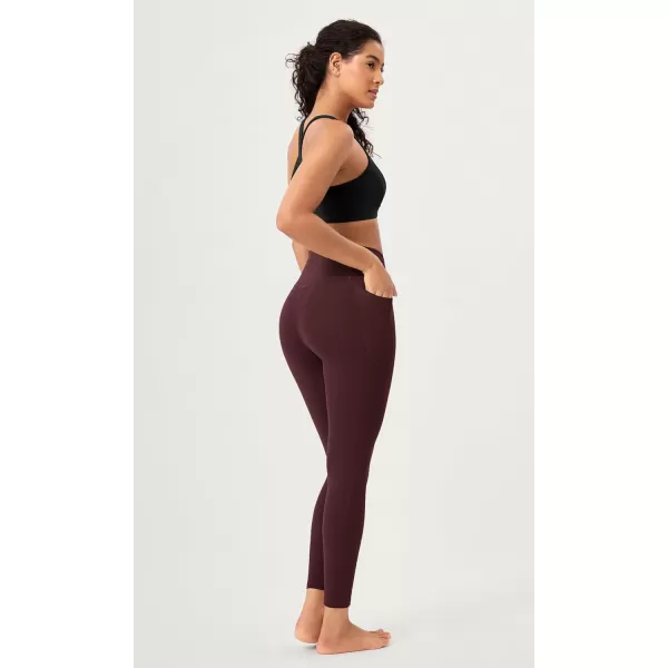 ODODOS 2 Pack Buttery Soft Cross Waist Leggings with Pockets for Women ODCLOUD 25quot  28quot Crossover Lounge Yoga PantsBlackburgundy