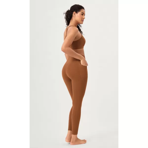 ODODOS 2 Pack Buttery Soft Cross Waist Leggings with Pockets for Women ODCLOUD 25quot  28quot Crossover Lounge Yoga PantsBlackcaramel