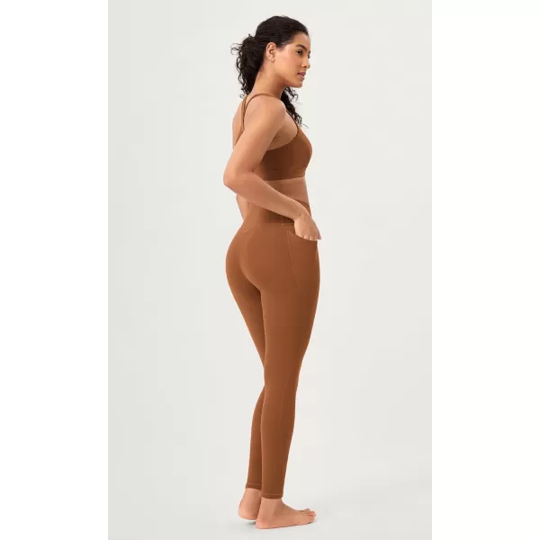 ODODOS 2 Pack Buttery Soft Cross Waist Leggings with Pockets for Women ODCLOUD 25quot  28quot Crossover Lounge Yoga PantsBlackcaramel