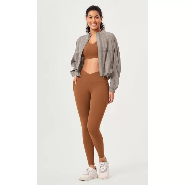 ODODOS 2 Pack Buttery Soft Cross Waist Leggings with Pockets for Women ODCLOUD 25quot  28quot Crossover Lounge Yoga PantsBlackcaramel