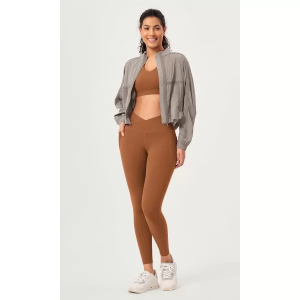 ODODOS 2 Pack Buttery Soft Cross Waist Leggings with Pockets for Women ODCLOUD 25quot  28quot Crossover Lounge Yoga PantsBlackcaramel