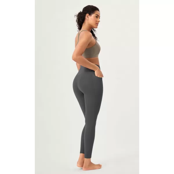 ODODOS 2 Pack Buttery Soft Cross Waist Leggings with Pockets for Women ODCLOUD 25quot  28quot Crossover Lounge Yoga PantsBlackcharcoal