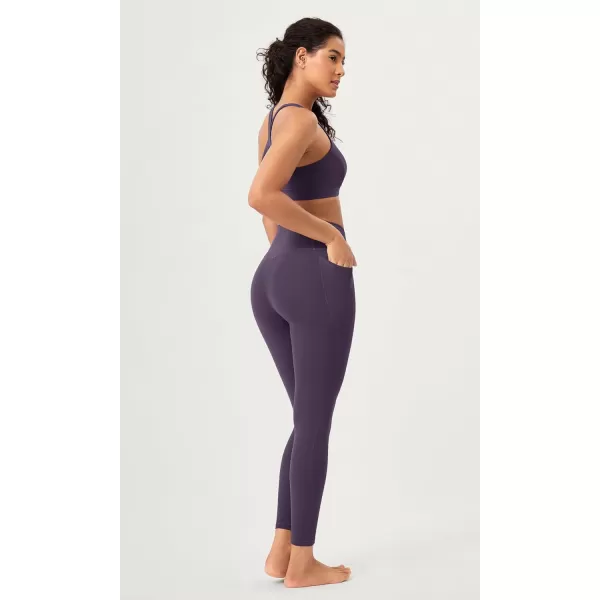 ODODOS 2 Pack Buttery Soft Cross Waist Leggings with Pockets for Women ODCLOUD 25quot  28quot Crossover Lounge Yoga PantsBlackdark Purple