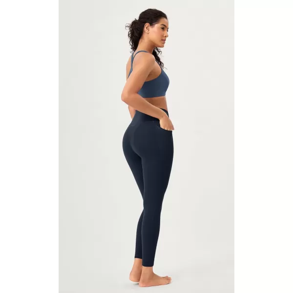 ODODOS 2 Pack Buttery Soft Cross Waist Leggings with Pockets for Women ODCLOUD 25quot  28quot Crossover Lounge Yoga PantsBlackdeep Navy