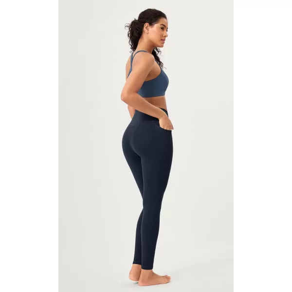 ODODOS 2 Pack Buttery Soft Cross Waist Leggings with Pockets for Women ODCLOUD 25quot  28quot Crossover Lounge Yoga PantsBlackdeep Navy