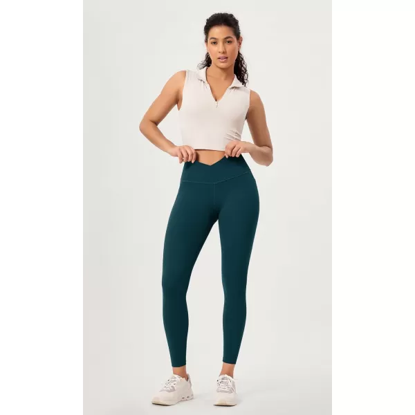 ODODOS 2 Pack Buttery Soft Cross Waist Leggings with Pockets for Women ODCLOUD 25quot  28quot Crossover Lounge Yoga PantsBlackforest Teal