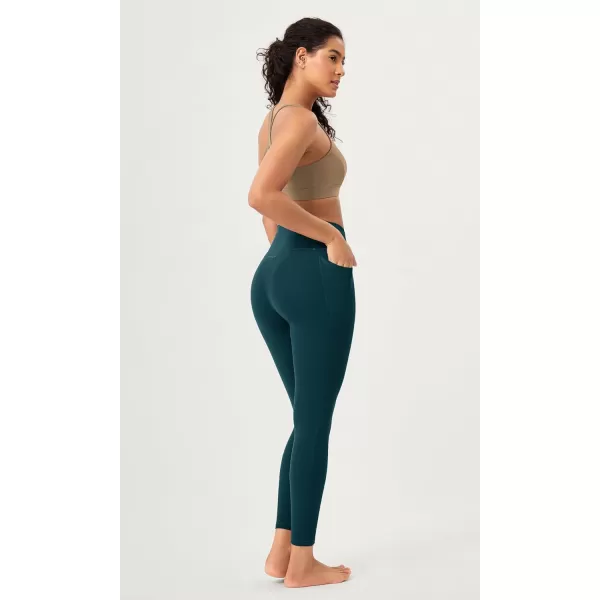 ODODOS 2 Pack Buttery Soft Cross Waist Leggings with Pockets for Women ODCLOUD 25quot  28quot Crossover Lounge Yoga PantsBlackforest Teal