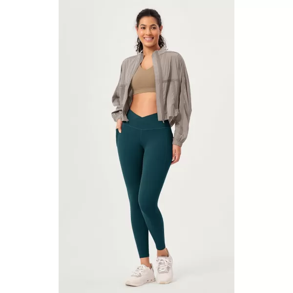 ODODOS 2 Pack Buttery Soft Cross Waist Leggings with Pockets for Women ODCLOUD 25quot  28quot Crossover Lounge Yoga PantsBlackforest Teal