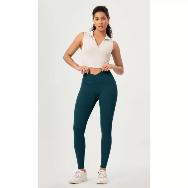 ODODOS 2 Pack Buttery Soft Cross Waist Leggings with Pockets for Women ODCLOUD 25quot  28quot Crossover Lounge Yoga PantsBlackforest Teal
