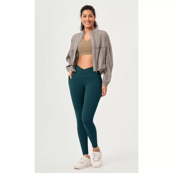 ODODOS 2 Pack Buttery Soft Cross Waist Leggings with Pockets for Women ODCLOUD 25quot  28quot Crossover Lounge Yoga PantsBlackforest Teal