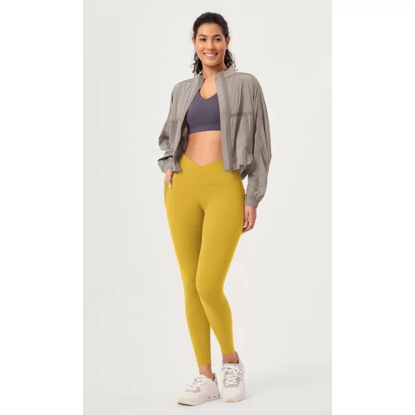 ODODOS 2 Pack Buttery Soft Cross Waist Leggings with Pockets for Women ODCLOUD 25quot  28quot Crossover Lounge Yoga PantsBlackmango Mint