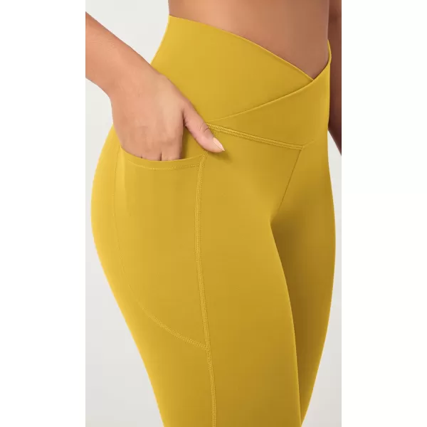 ODODOS 2 Pack Buttery Soft Cross Waist Leggings with Pockets for Women ODCLOUD 25quot  28quot Crossover Lounge Yoga PantsBlackmango Mint