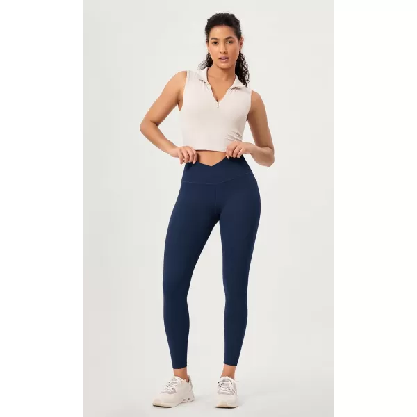 ODODOS 2 Pack Buttery Soft Cross Waist Leggings with Pockets for Women ODCLOUD 25quot  28quot Crossover Lounge Yoga PantsBlacknavy