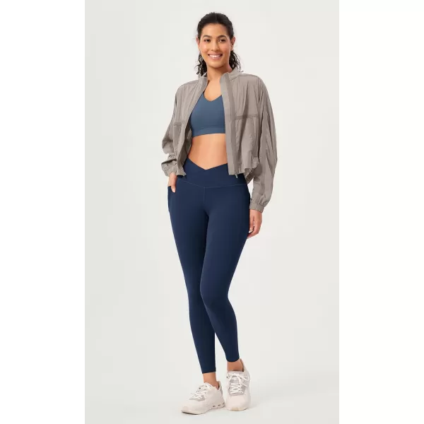 ODODOS 2 Pack Buttery Soft Cross Waist Leggings with Pockets for Women ODCLOUD 25quot  28quot Crossover Lounge Yoga PantsBlacknavy