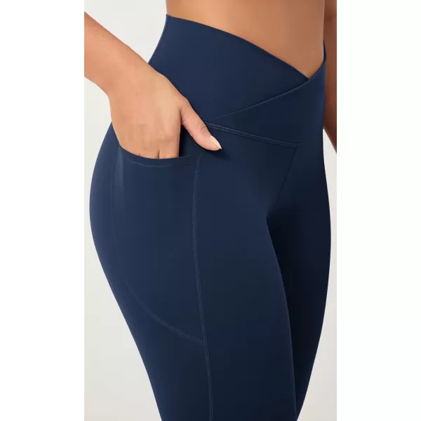 ODODOS 2 Pack Buttery Soft Cross Waist Leggings with Pockets for Women ODCLOUD 25quot  28quot Crossover Lounge Yoga PantsBlacknavy