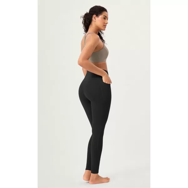 ODODOS 2 Pack Buttery Soft Cross Waist Leggings with Pockets for Women ODCLOUD 25quot  28quot Crossover Lounge Yoga PantsBlackonyx Black Grey