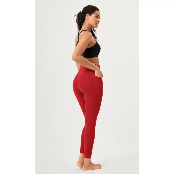 ODODOS 2 Pack Buttery Soft Cross Waist Leggings with Pockets for Women ODCLOUD 25quot  28quot Crossover Lounge Yoga PantsBlackred