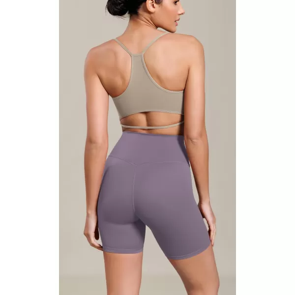 ODODOS Cloud Feeling Cross Waist Yoga Shorts for Women 6quot Crossover High Waist Lounge Biker ShortsAsh Violet