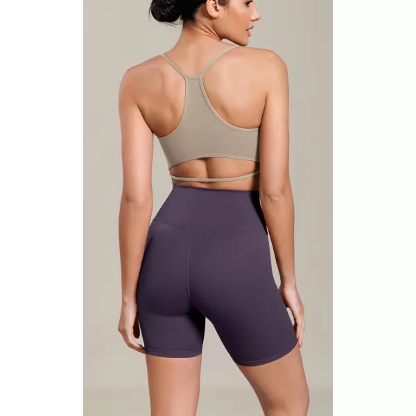 ODODOS Cloud Feeling Cross Waist Yoga Shorts for Women 6quot Crossover High Waist Lounge Biker ShortsDark Purple