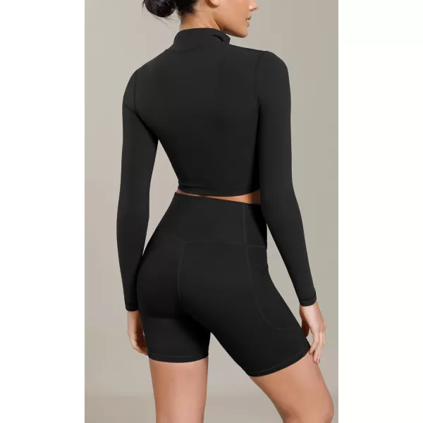 ODODOS Cloud Feeling Cross Waist Yoga Shorts with Pockets for Women 6quot Crossover High Waist Lounge Biker ShortsBlack