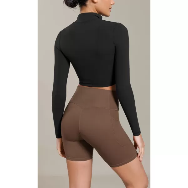ODODOS Cloud Feeling Cross Waist Yoga Shorts with Pockets for Women 6quot Crossover High Waist Lounge Biker ShortsBrunette
