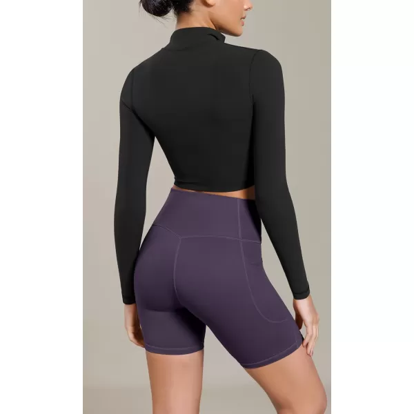 ODODOS Cloud Feeling Cross Waist Yoga Shorts with Pockets for Women 6quot Crossover High Waist Lounge Biker ShortsDark Purple