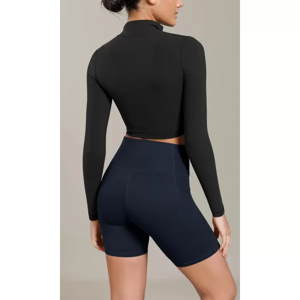 ODODOS Cloud Feeling Cross Waist Yoga Shorts with Pockets for Women 6quot Crossover High Waist Lounge Biker ShortsDeep Navy