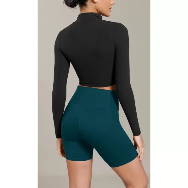 ODODOS Cloud Feeling Cross Waist Yoga Shorts with Pockets for Women 6quot Crossover High Waist Lounge Biker ShortsForest Teal