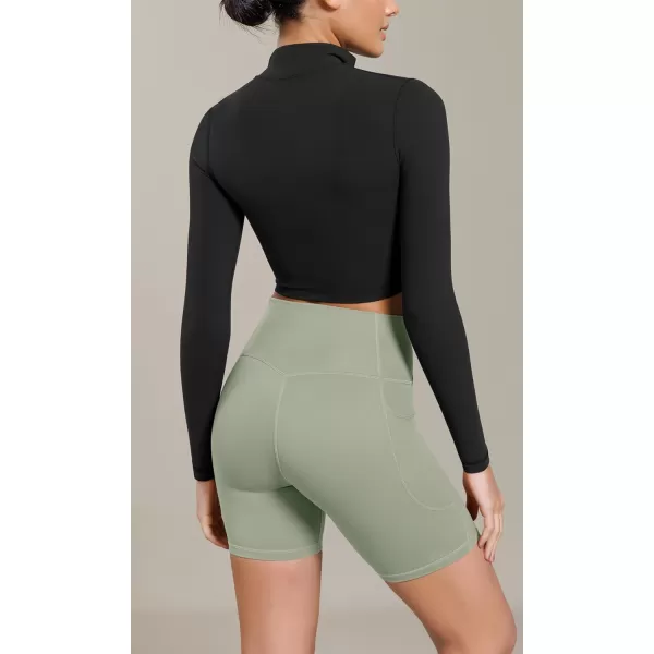 ODODOS Cloud Feeling Cross Waist Yoga Shorts with Pockets for Women 6quot Crossover High Waist Lounge Biker ShortsLime Stone