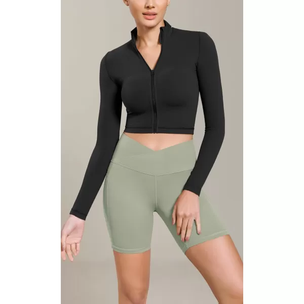 ODODOS Cloud Feeling Cross Waist Yoga Shorts with Pockets for Women 6quot Crossover High Waist Lounge Biker ShortsLime Stone