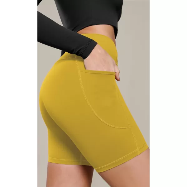 ODODOS Cloud Feeling Cross Waist Yoga Shorts with Pockets for Women 6quot Crossover High Waist Lounge Biker ShortsMango Mint