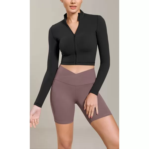 ODODOS Cloud Feeling Cross Waist Yoga Shorts with Pockets for Women 6quot Crossover High Waist Lounge Biker ShortsPurple Taupe