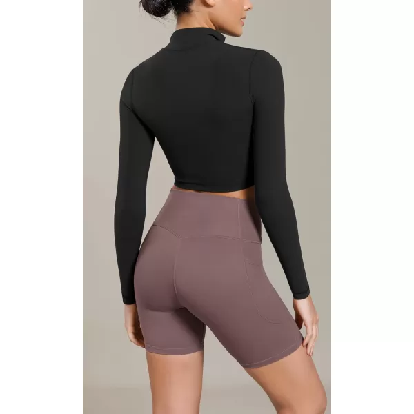 ODODOS Cloud Feeling Cross Waist Yoga Shorts with Pockets for Women 6quot Crossover High Waist Lounge Biker ShortsPurple Taupe