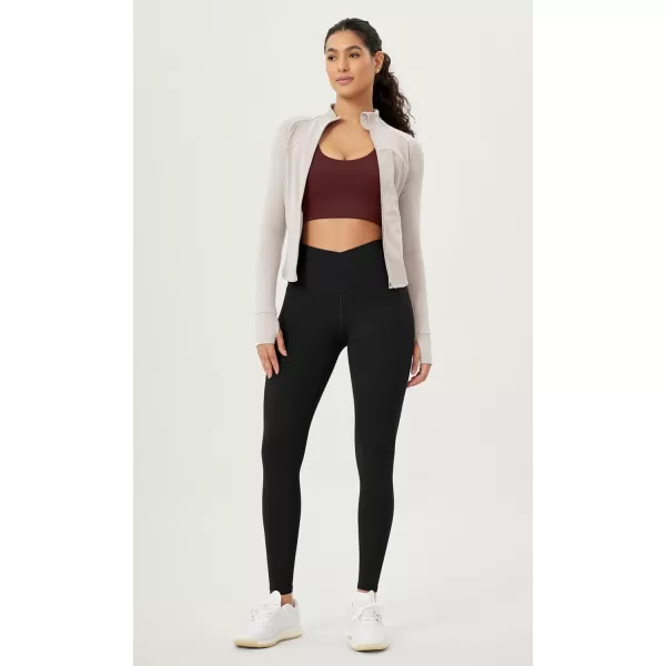 ODODOS Cloud Feeling Crossover 78 Leggings with Pockets for Women 25quot  28quot V High Wasit Lounge Yoga PantsBlack