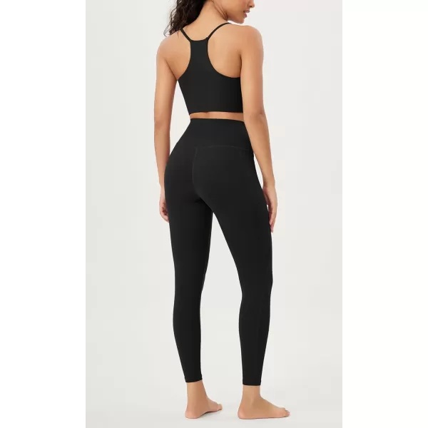 ODODOS Cloud Feeling Crossover 78 Leggings with Pockets for Women 25quot  28quot V High Wasit Lounge Yoga PantsBlack