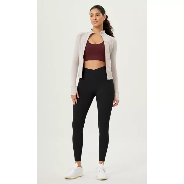 ODODOS Cloud Feeling Crossover 78 Leggings with Pockets for Women 25quot  28quot V High Wasit Lounge Yoga PantsBlack