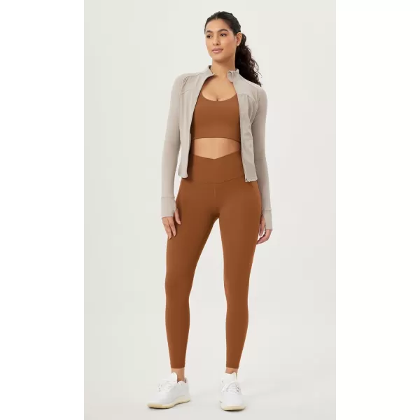 ODODOS Cloud Feeling Crossover 78 Leggings with Pockets for Women 25quot  28quot V High Wasit Lounge Yoga PantsCaramel