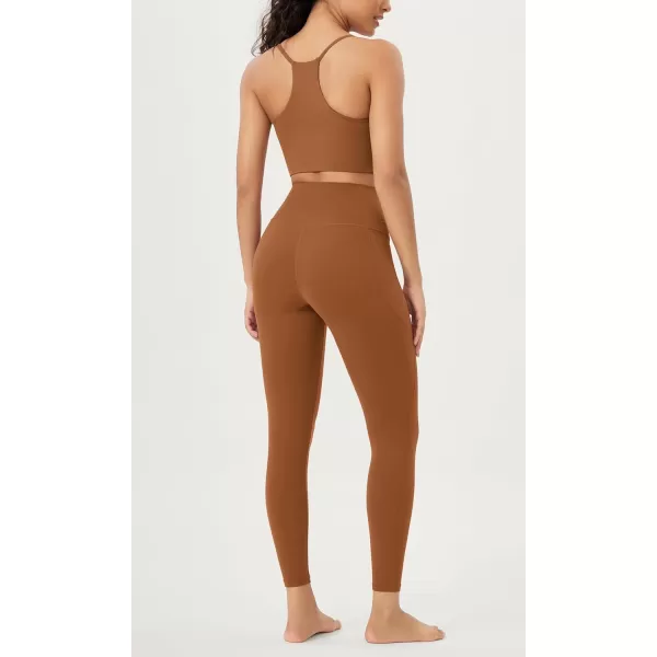 ODODOS Cloud Feeling Crossover 78 Leggings with Pockets for Women 25quot  28quot V High Wasit Lounge Yoga PantsCaramel