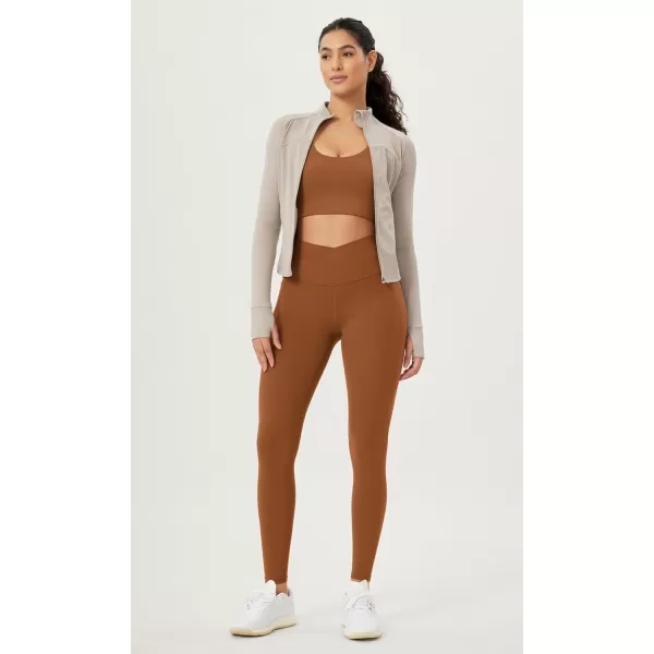 ODODOS Cloud Feeling Crossover 78 Leggings with Pockets for Women 25quot  28quot V High Wasit Lounge Yoga PantsCaramel