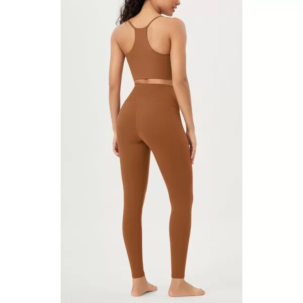 ODODOS Cloud Feeling Crossover 78 Leggings with Pockets for Women 25quot  28quot V High Wasit Lounge Yoga PantsCaramel