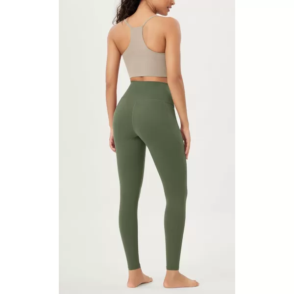 ODODOS Cloud Feeling Crossover 78 Leggings with Pockets for Women 25quot  28quot V High Wasit Lounge Yoga PantsDark Olive