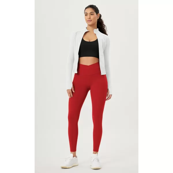 ODODOS Cloud Feeling Crossover 78 Leggings with Pockets for Women 25quot  28quot V High Wasit Lounge Yoga PantsRed