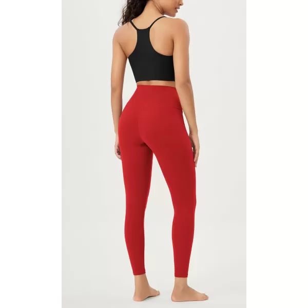 ODODOS Cloud Feeling Crossover 78 Leggings with Pockets for Women 25quot  28quot V High Wasit Lounge Yoga PantsRed